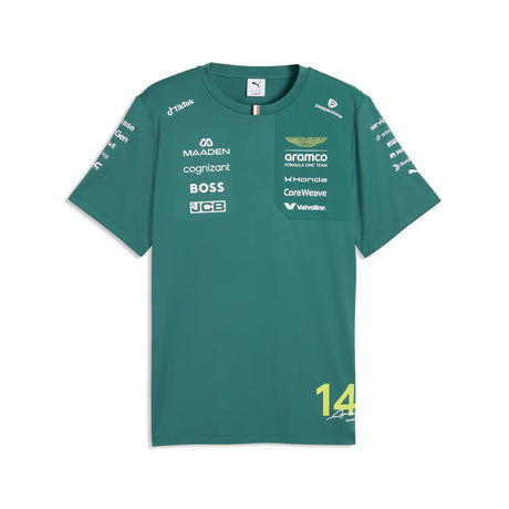 Aston Martin T-Shirt, Fernando Alonso, Team, Puma, Grün, 2026