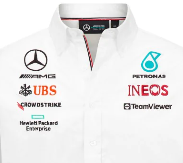 Camiseta blanca del equipo Mercedes para hombre, 2023