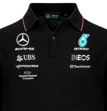 Polo de punto de manga larga del equipo Mercedes, negro, 2023