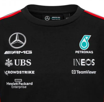 Mercedes Team Kinder Fahrer T-Shirt, Schwarz, 2023