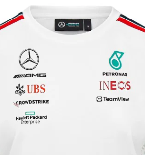 Mercedes Team Frauen Driver T-Shirt, Weiß, 2023