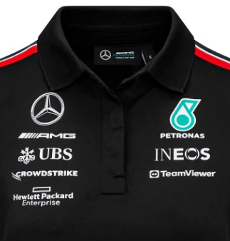 Mercedes Team Damen Polohemd, Schwarz, 2023