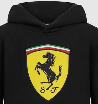 Sudadera con capucha Ferrari, escudo grande, negra