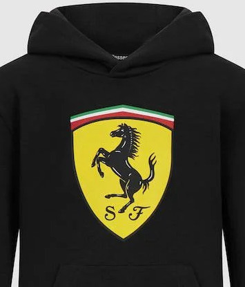 Sudadera con capucha Ferrari, escudo, negra