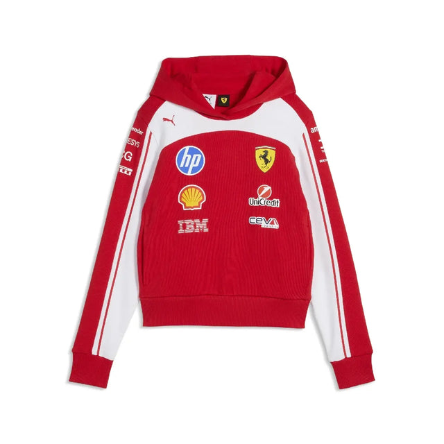 Ferrari Kapuzenpullover, Team, Kurzschnitt, Damen, Rot