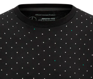Camiseta de lunares Mercedes para hombre, negra