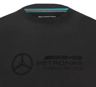 Camiseta Mercedes 2022, negra, con logo grande Stealth