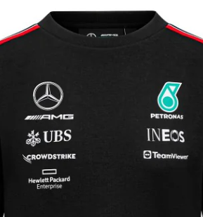 Mercedes Team Women's Crew Sweatshirt, Black, 2023