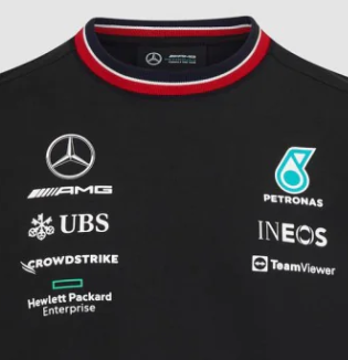 Camiseta infantil del equipo Mercedes 2022, negra