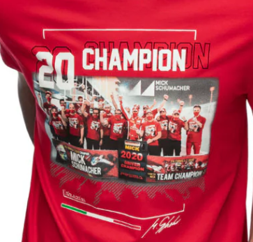 Camiseta roja de Mick Schumacher, campeón del mundo de F2 2020